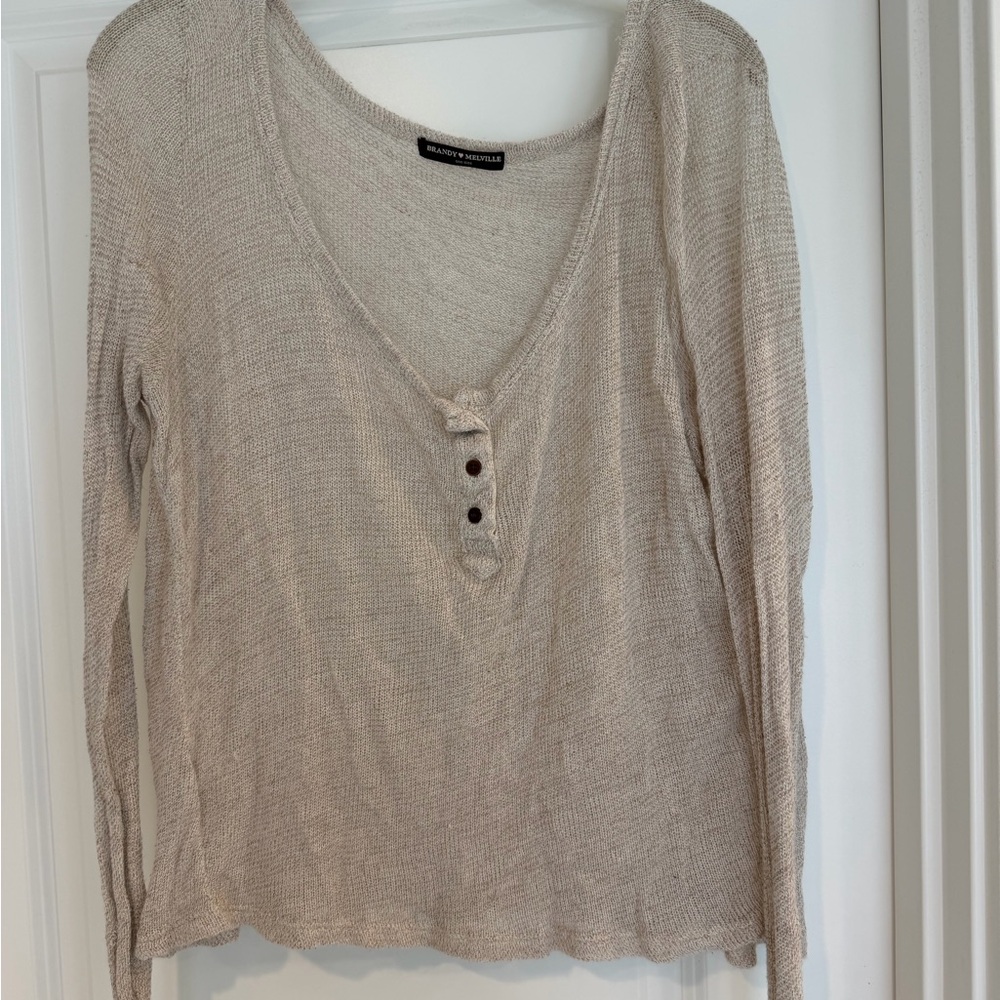 Brandy Melville Cream Long Sleeve Top